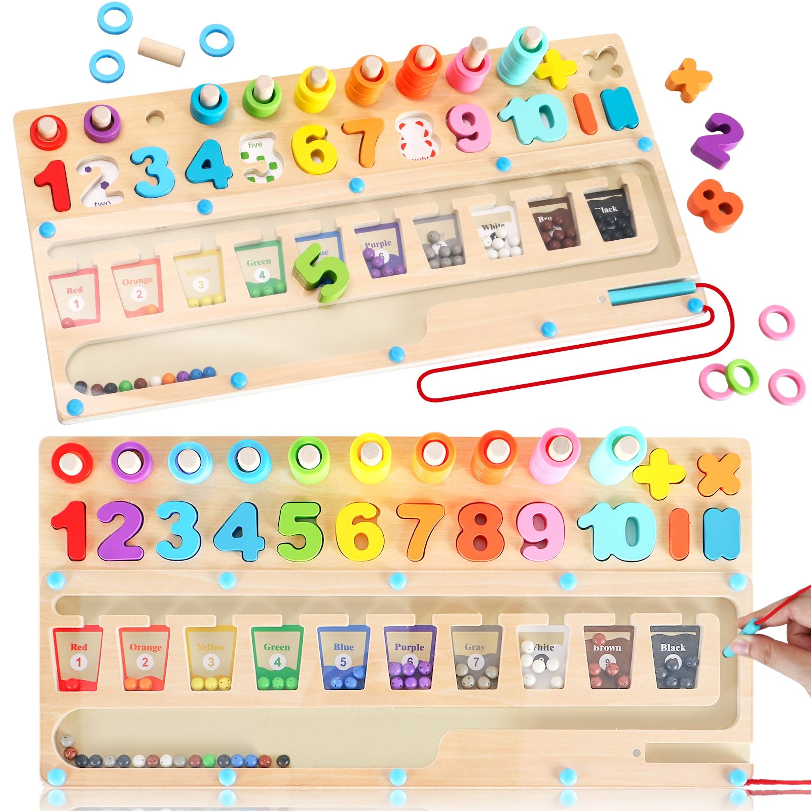 Rideomon 3 in 1 Montessori color maze aids color sorting and counting.