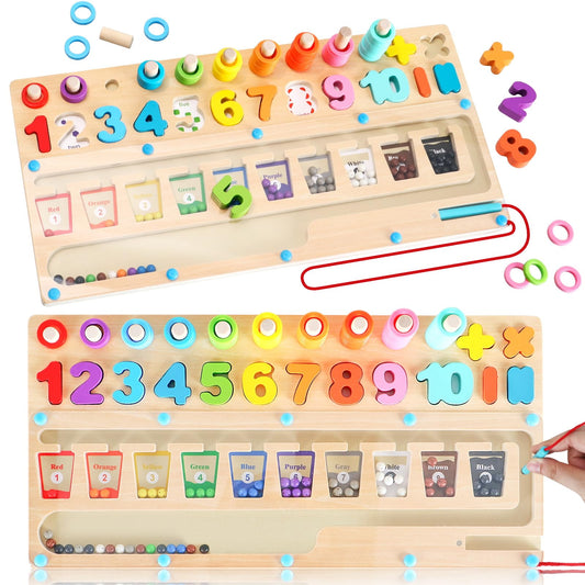 Rideomon 3 in 1 Montessori color maze aids color sorting and counting.
