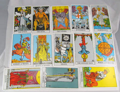 Rider-Waite sample card The Hanged Man captures suspenseful emotion for introspection.