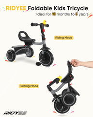 RIDYEE toddler tricycle large basket stores toys and essentials on rides.