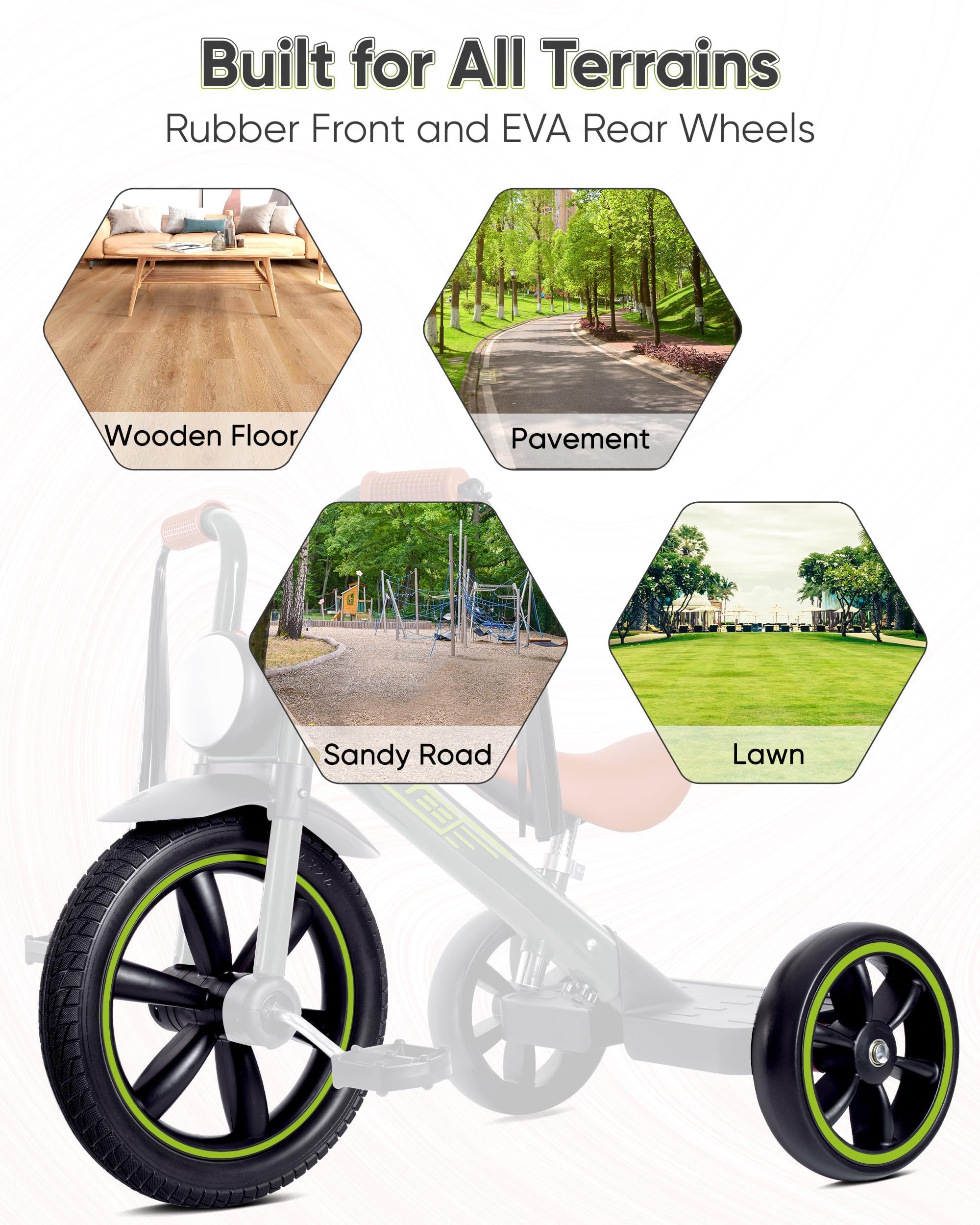 RIDYEE sturdy frame delivers steady balance on sidewalks and parks.
