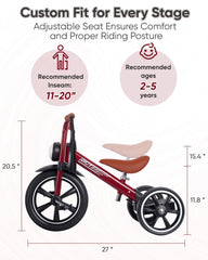 RIDYEE toddler tricycle wide base supports confident first rides for ages 2–5.