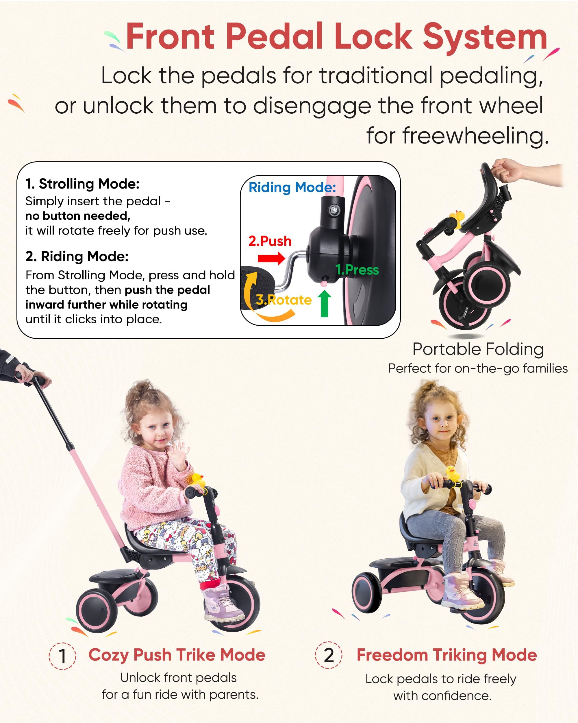 RIDYEE tricycle seat adjustable for growing toddlers' comfort