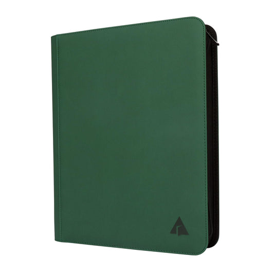 Rieton top loader binder front view in green showing secure card storage