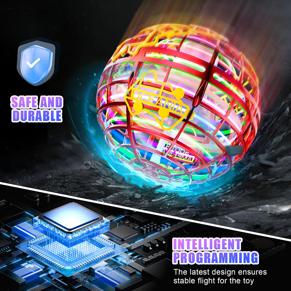 RIEYON Flying Orb Ball LED lighting effects light up the night outdoors.