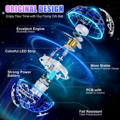 RIEYON Flying Orb Ball with six LED effects for nighttime play.