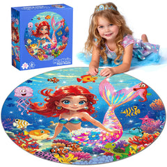 Rifamee mermaid floor puzzle, 72 pieces, round shape, ideal for group floor play