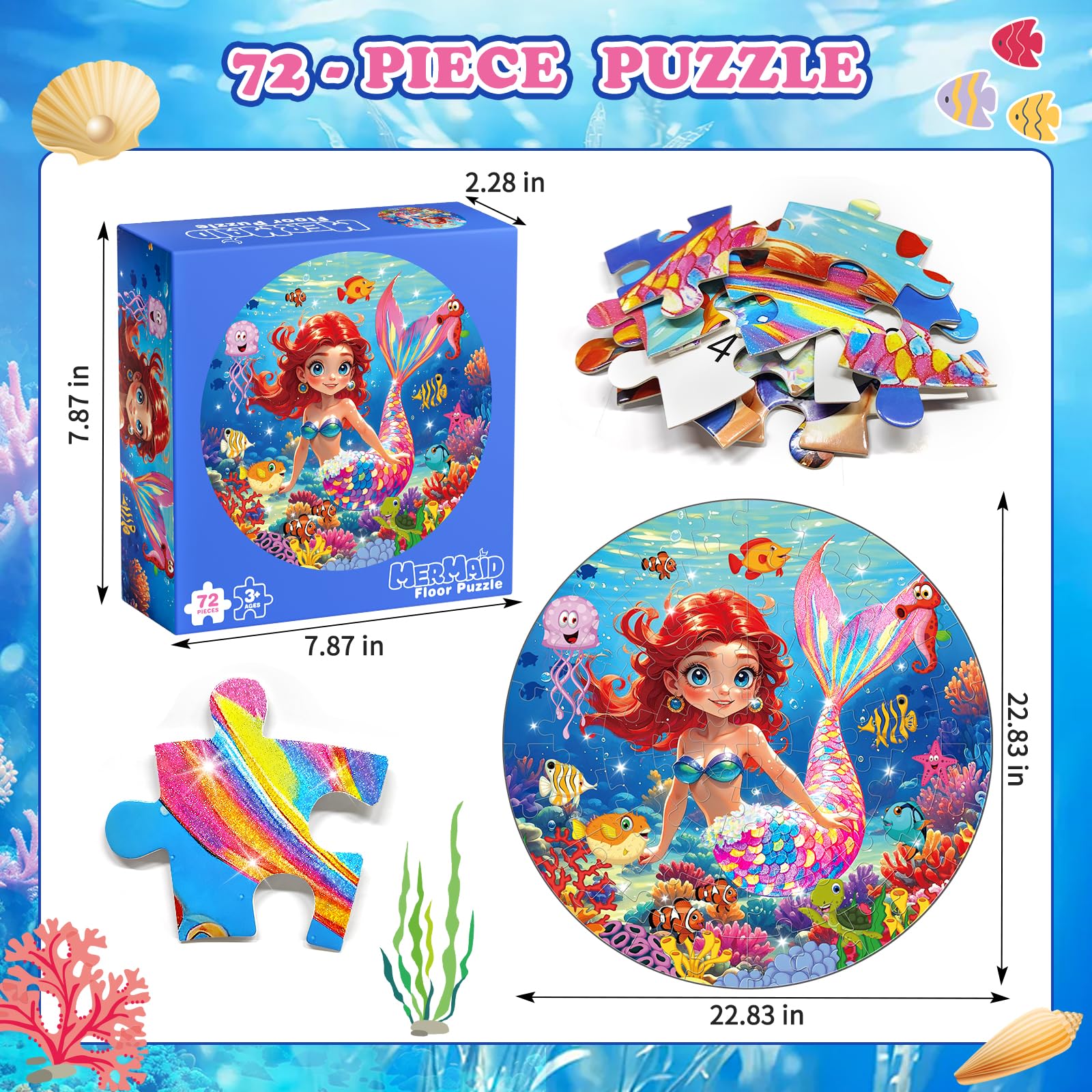 Rifamee mermaid puzzle close-up of large round pieces for easy handling