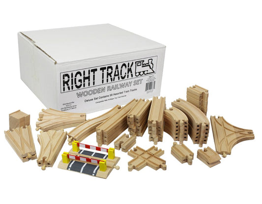 Right Track Toys deluxe set curved track enables flexible layouts for imaginative play