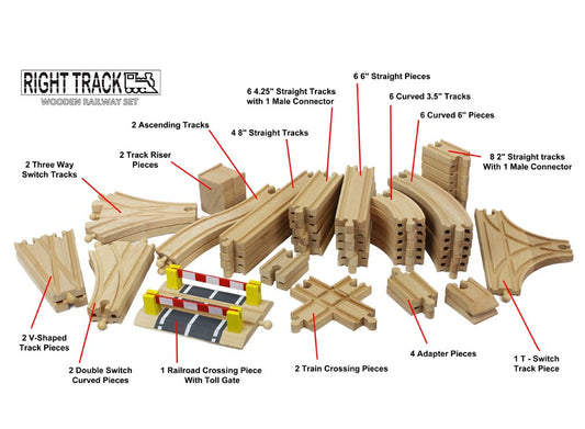 Right Track Toys deluxe set straight track provides strong connections for stable builds