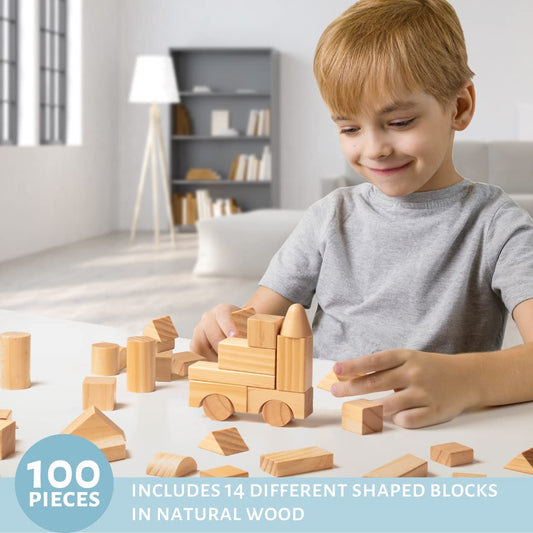 Right Track Toys wooden blocks display 14 shapes for open-ended play