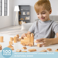 Right Track Toys wooden blocks display 14 shapes for open-ended play