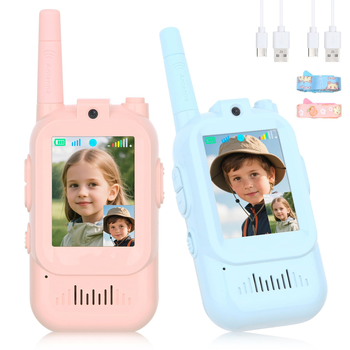 Riida video walkie talkie kids 2-pack with 2.0-inch screen for easy video calls during play