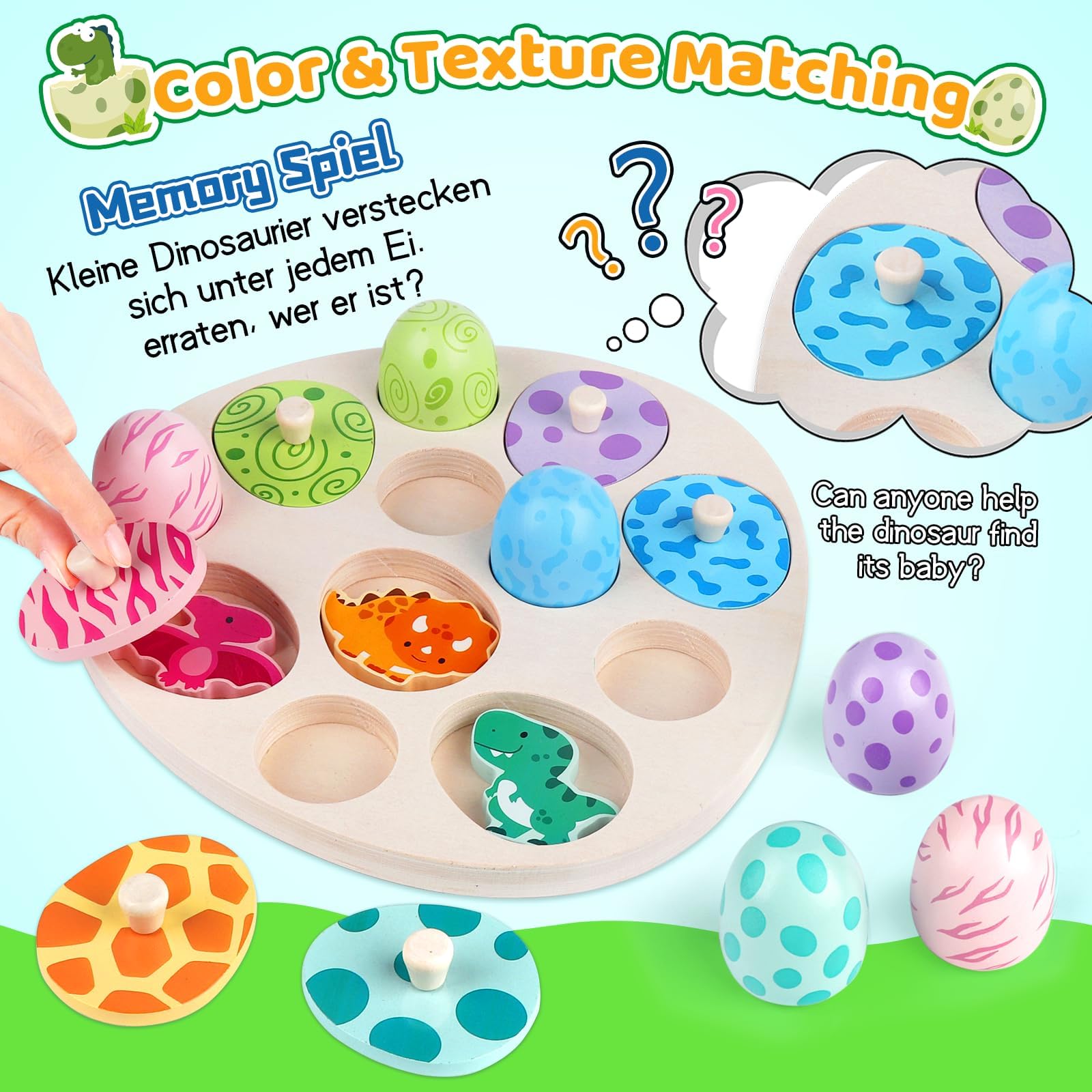 Rincalivestra dinosaur eggs toys promoting grasping and hand-eye coordination during play.