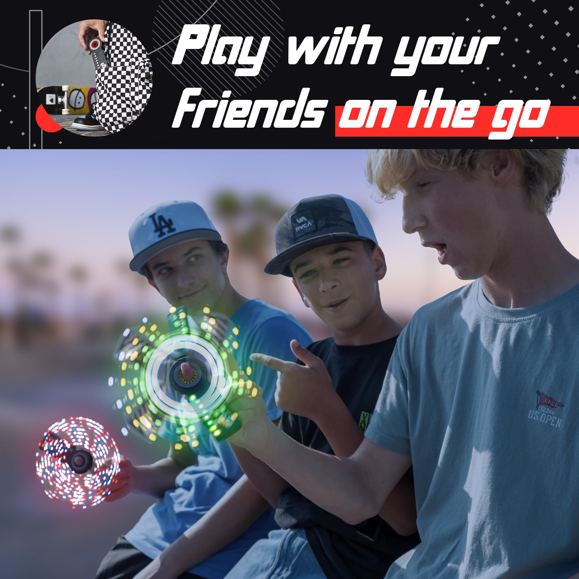 RingSlingr spinner in hand demonstrates speed and dexterity for friends.