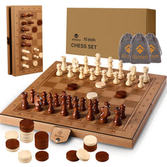 Rinten 15-inch foldable chess board ready for travel.