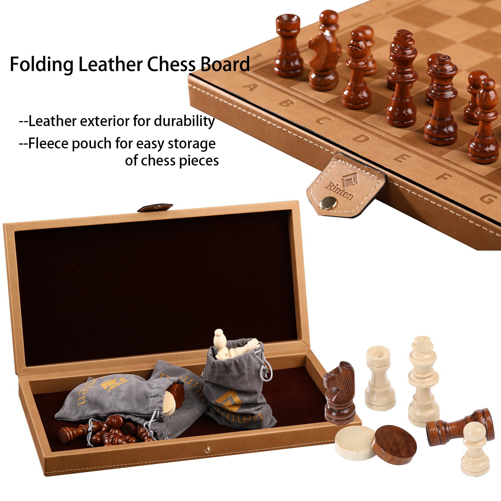 Rinten checkers pieces arranged on the board.