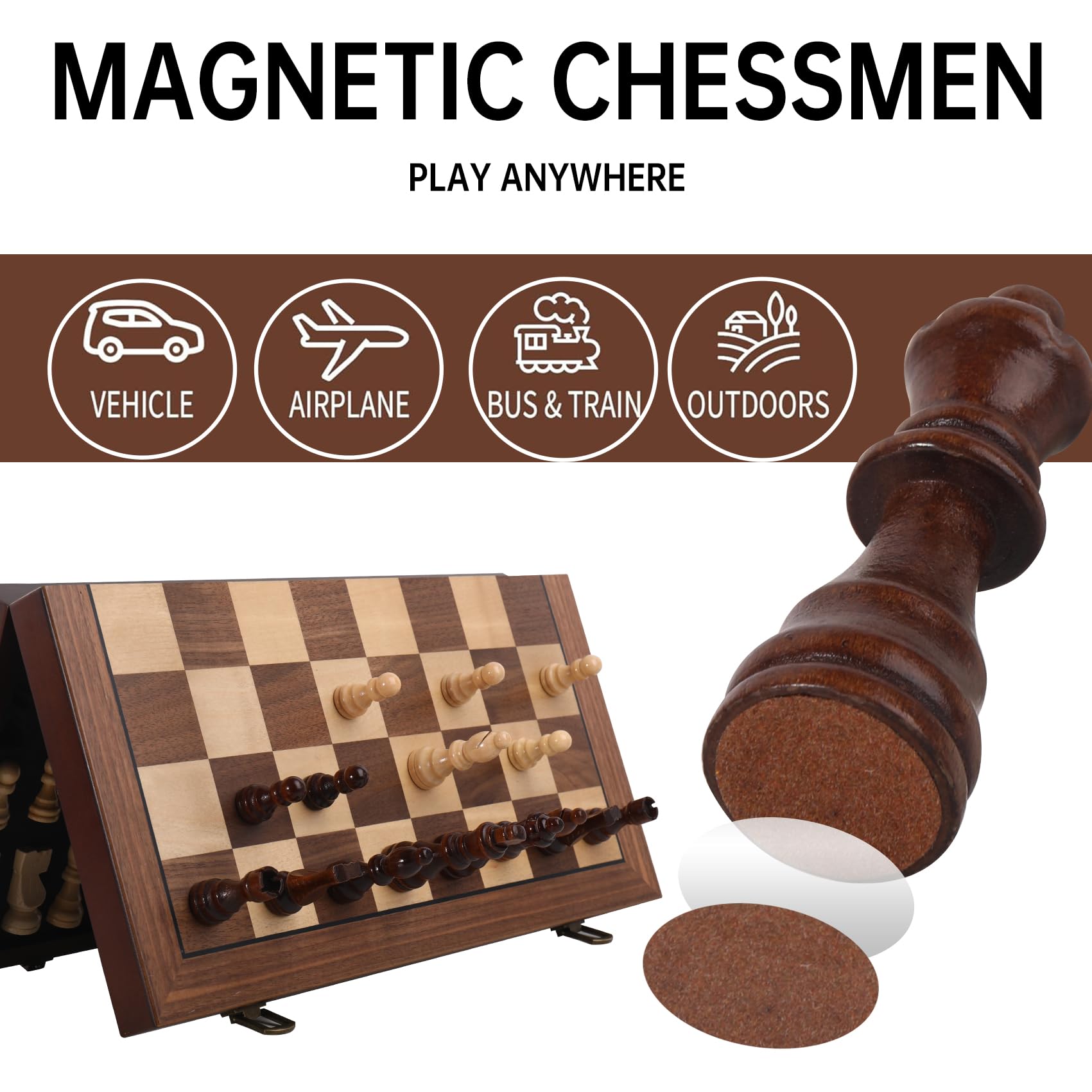 Rinten premium chess set board close up with smooth finish and clear squares.