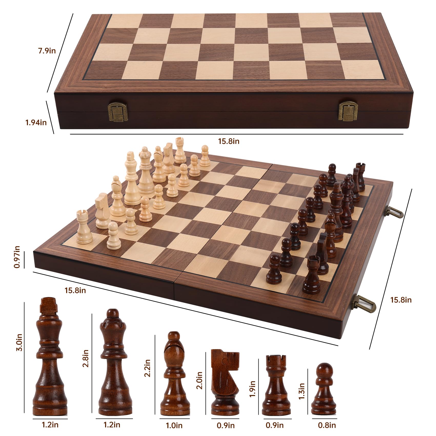 Rinten premium chess set protective carry bag secures pieces during travel.