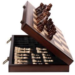 Rinten Premium wooden chess set, 15-inch board folded for compact portability.