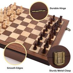 Rinten Premium wooden chess set with board open for ample playing area.