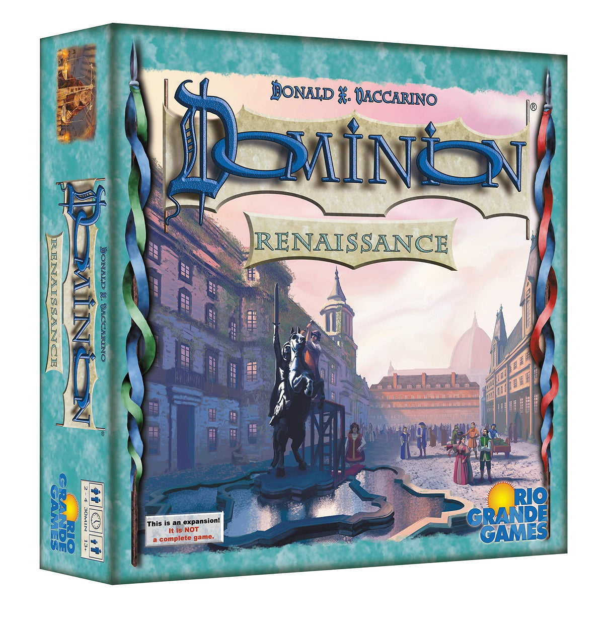Rio Grande Games Dominion Renaissance box art highlights the epic expansion for 2-4 players