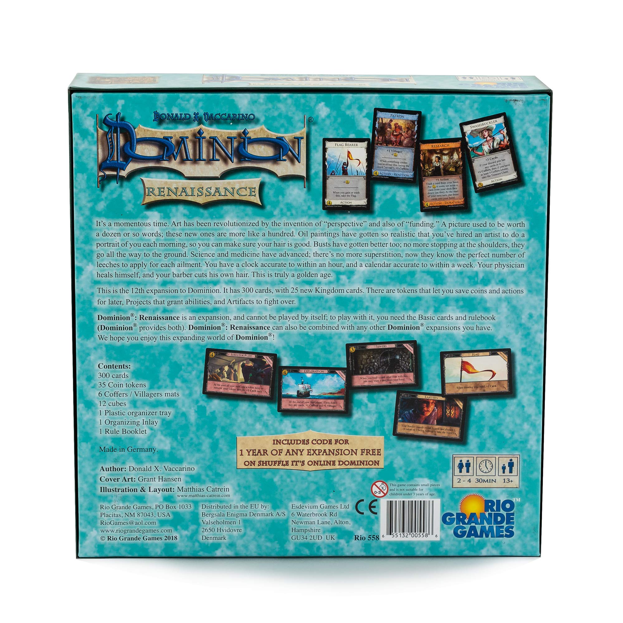 Rio Grande Games Dominion Renaissance kingdom cards showcase new options for strategic deckbuilding