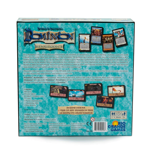 Rio Grande Games Dominion Renaissance kingdom cards showcase new options for strategic deckbuilding
