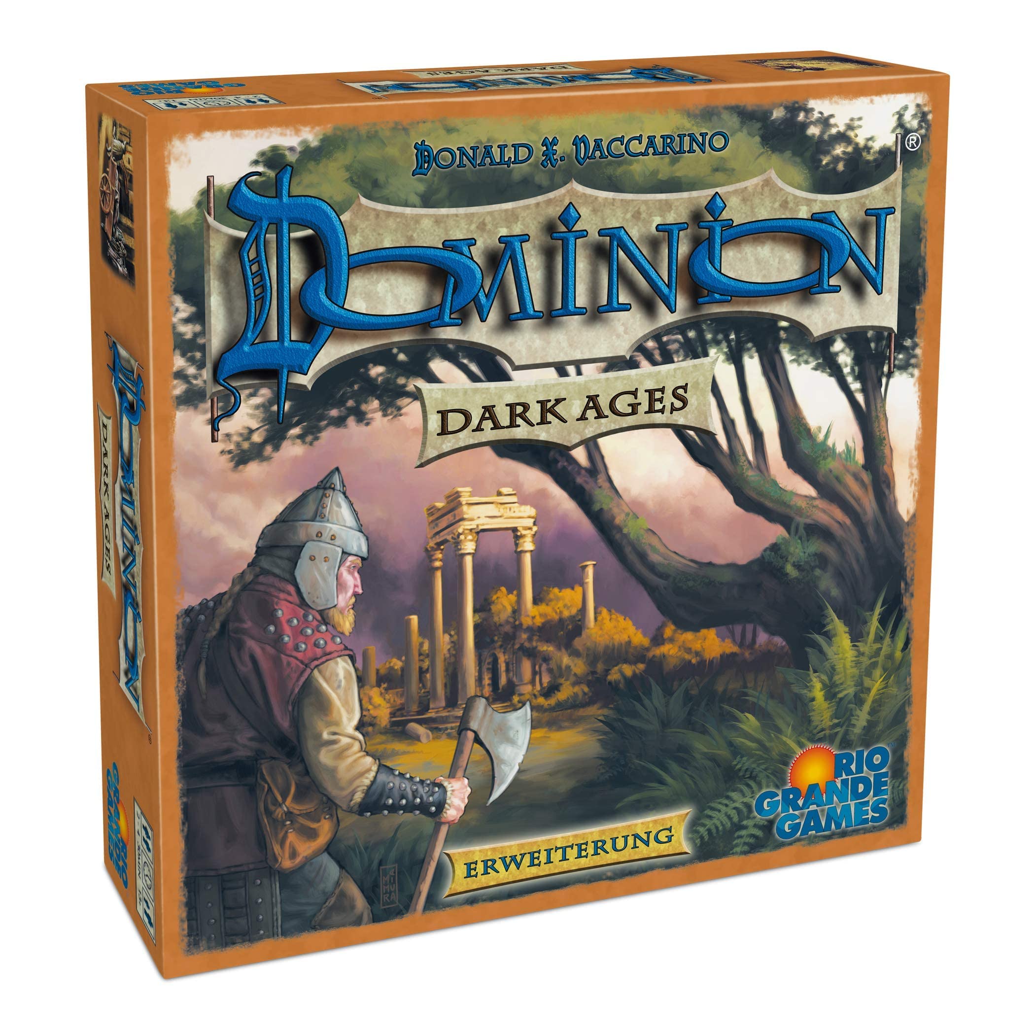 Rio Grande Games Dominion Dark Ages expansion box art showcases an immersive fantasy setting for strategy players.
