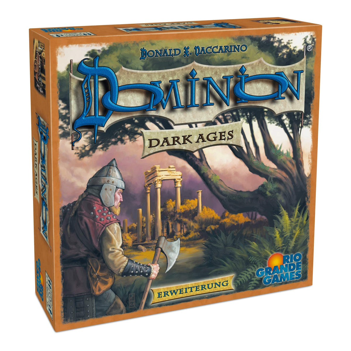 Rio Grande Games Dominion Dark Ages expansion box art showcases an immersive fantasy setting for strategy players.