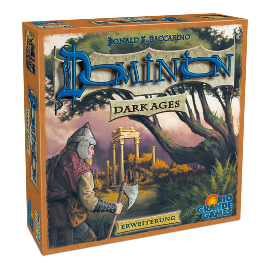 Rio Grande Games Dominion Dark Ages expansion box art showcases an immersive fantasy setting for strategy players.