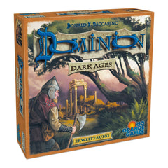 Rio Grande Games Dominion Dark Ages expansion box art showcases an immersive fantasy setting for strategy players.