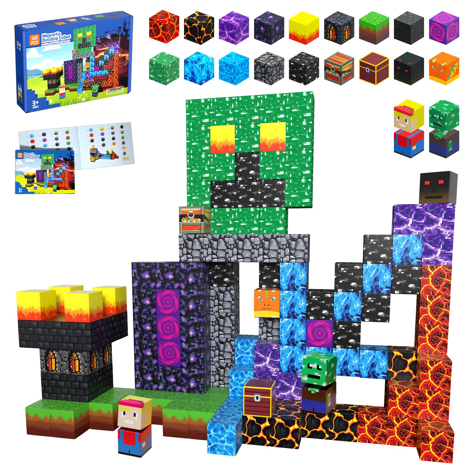 Riomuru 160pcs magnetic blocks for open-ended creative play and STEM exploration.