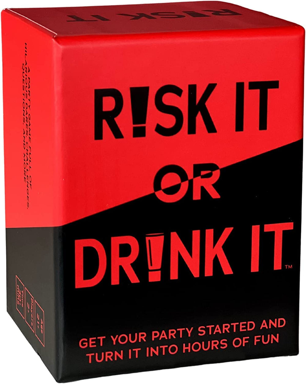 Risk It or Drink It card deck close-up with bold dares for lively game nights.