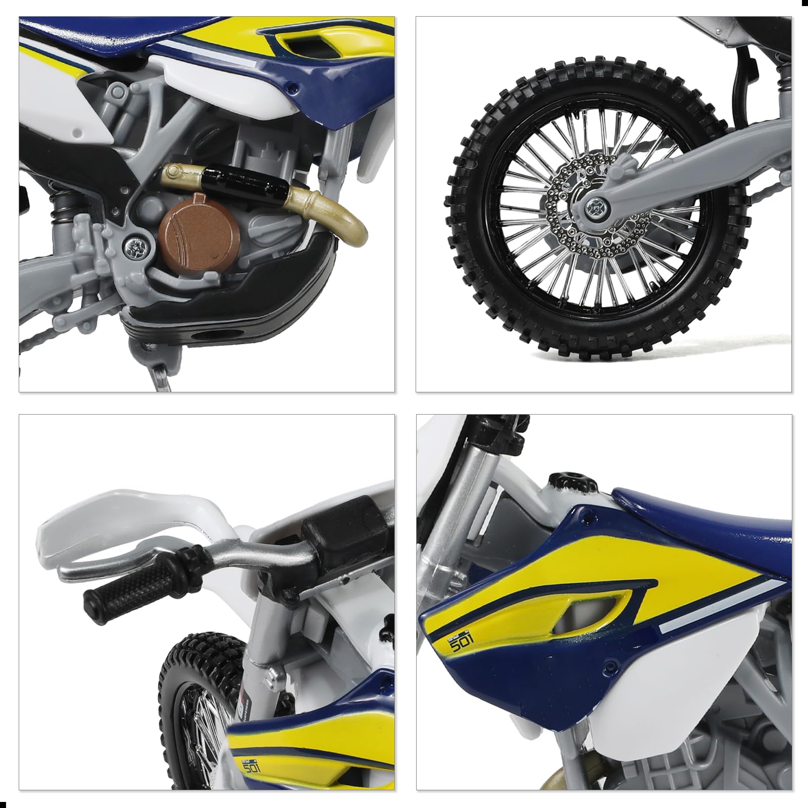Risopen handlebars and suspension detail highlight authentic styling for display or play.
