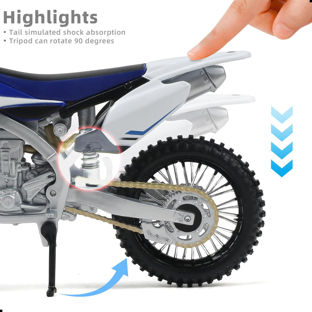 Risopen dirtbike toy paint closeup, vibrant colors and realism.