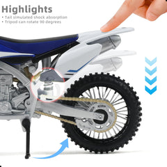 Risopen dirtbike toy paint closeup, vibrant colors and realism.