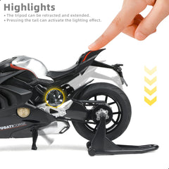 Risopen Ducati V4S metal fuel tank and wheel axles detail.