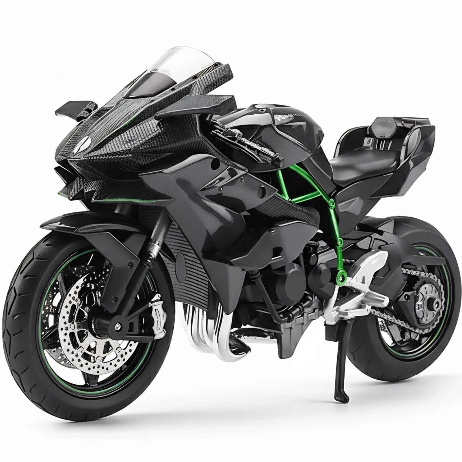 Risopen Kawasaki Ninja H2R 1:12 front view shows detailed alloy body for collectors.