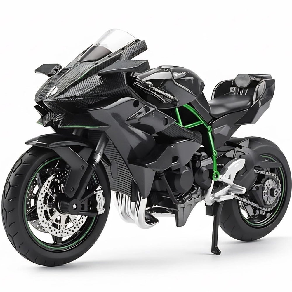 Risopen Kawasaki Ninja H2R 1:12 front view shows detailed alloy body for collectors.