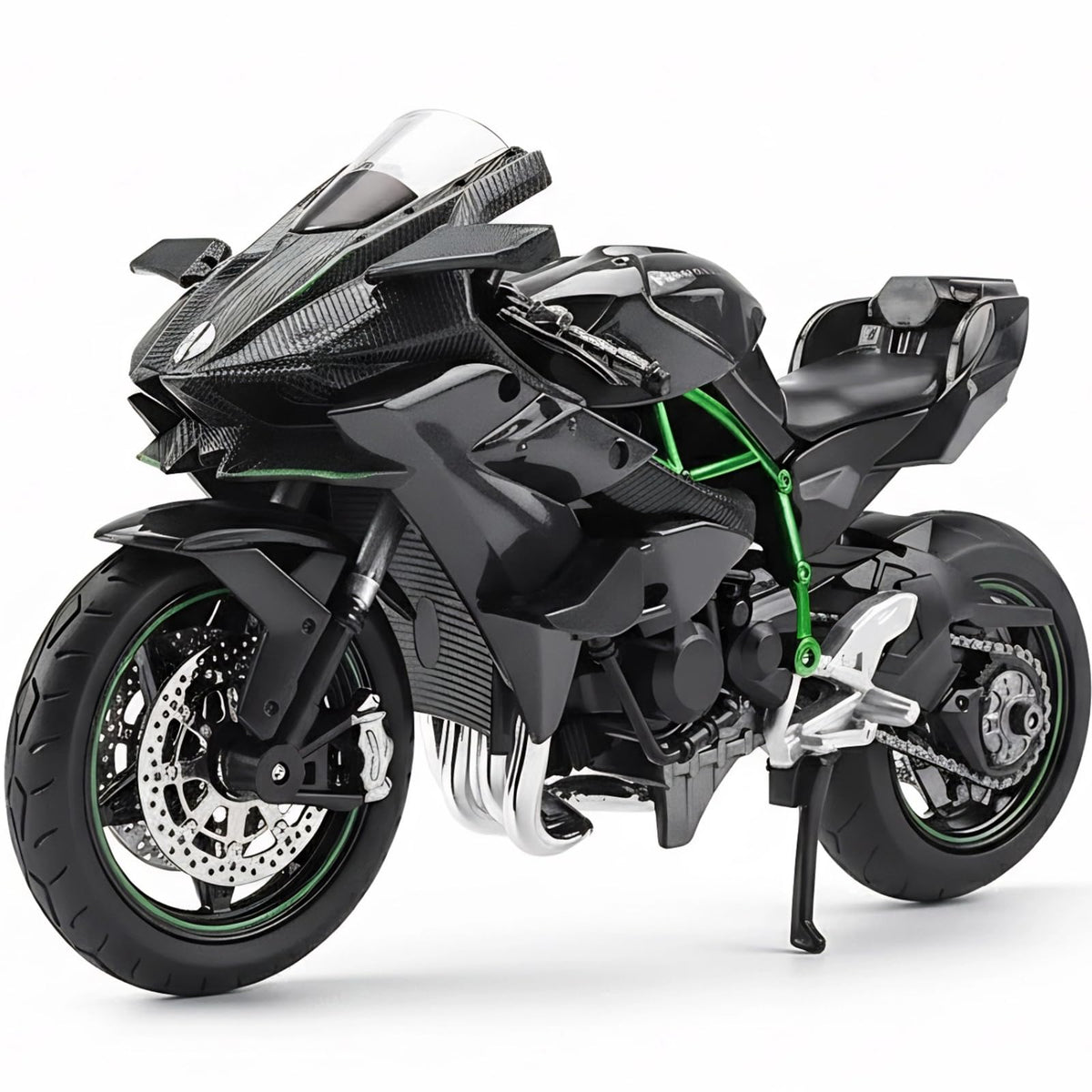 Risopen Kawasaki Ninja H2R 1:12 front view shows detailed alloy body for collectors.