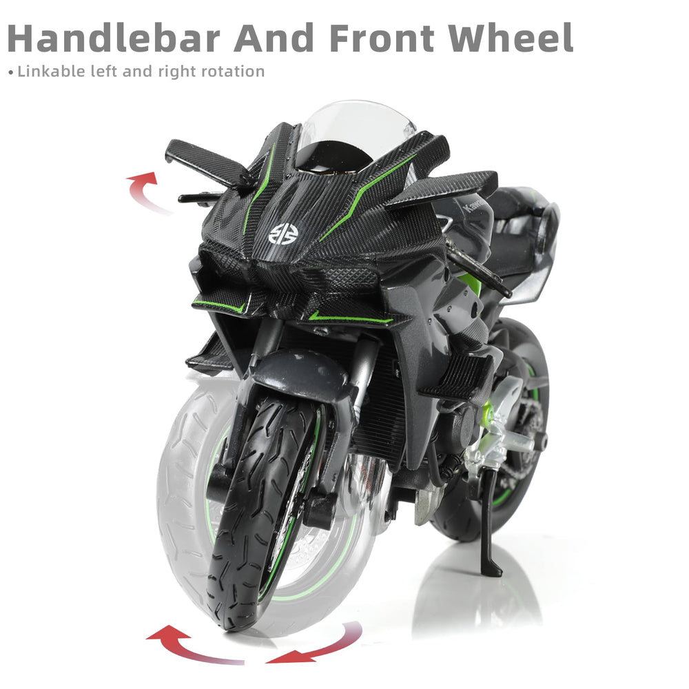 Risopen Kawasaki Ninja H2R 1:12 rear view captures authentic proportions.