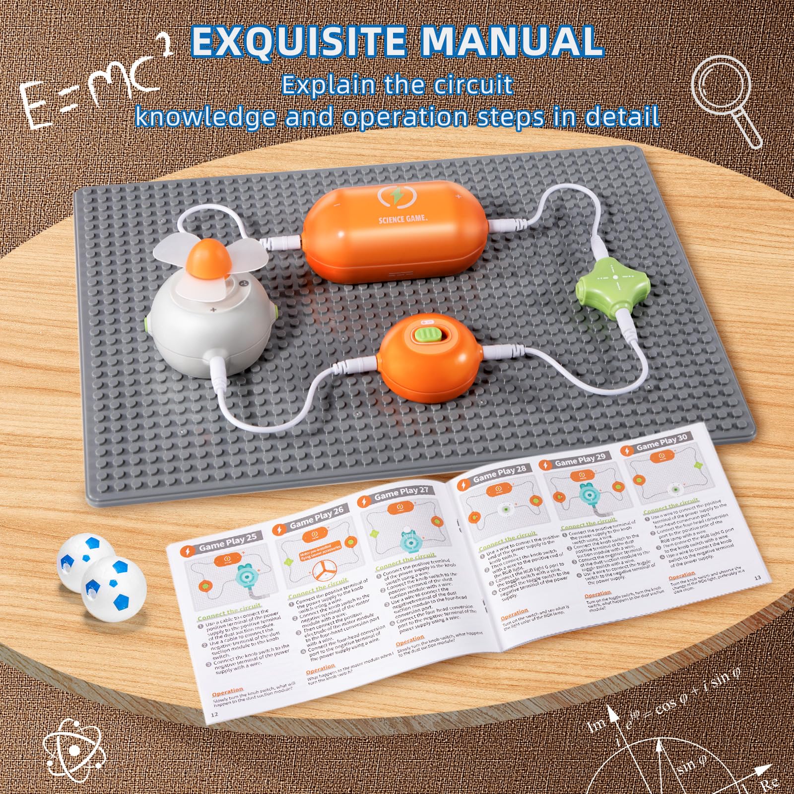 RISUNTOY Circuits Kit color-manual providing step-by-step guidance to build confidence.