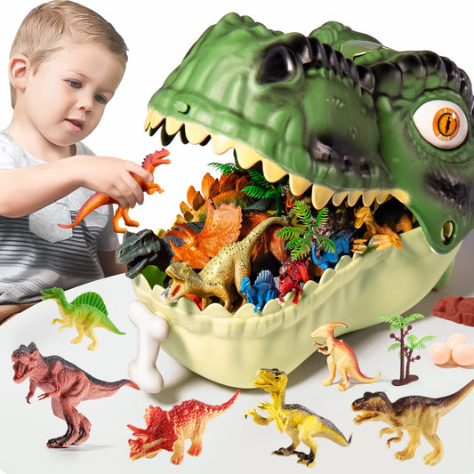 RISUNTOY Dino World Playset with figures and eggs for imaginative adventures.