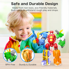 RISUNTOY portable kids’ dino robot is easy to carry on trips.
