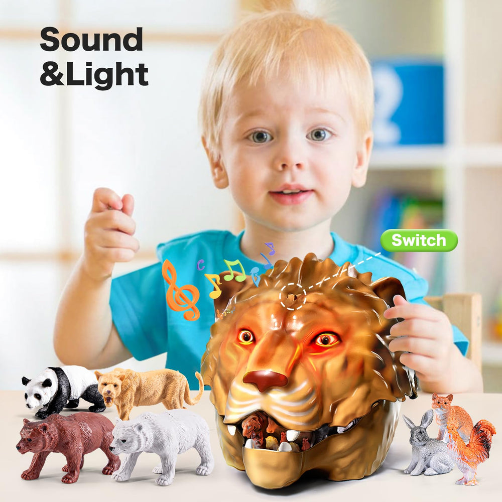 RISUNTOY light-up lion bin enhances cleanup with interactive lights and sounds.