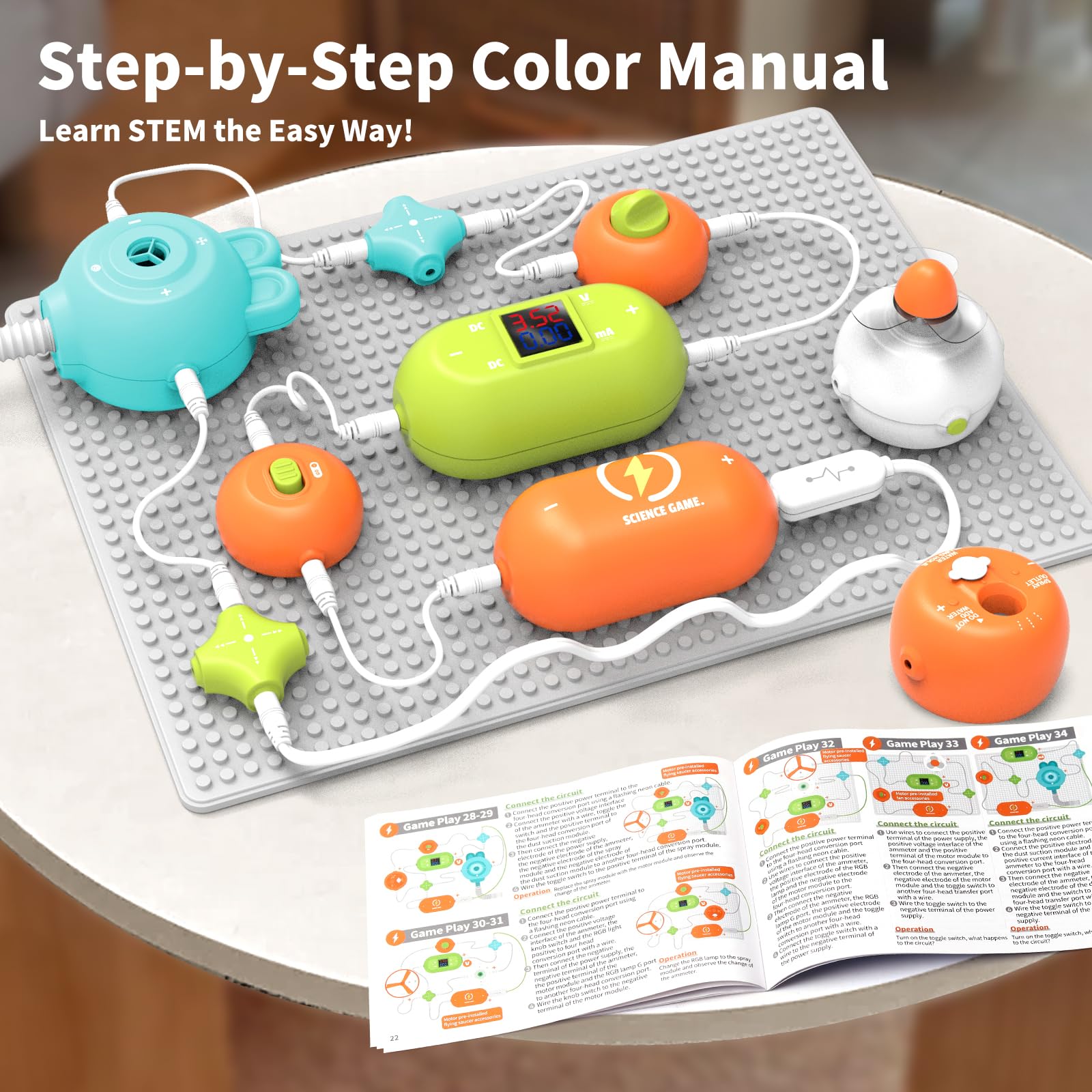 RISUNTOY STEM kit illustrated manual guiding 118 builds.