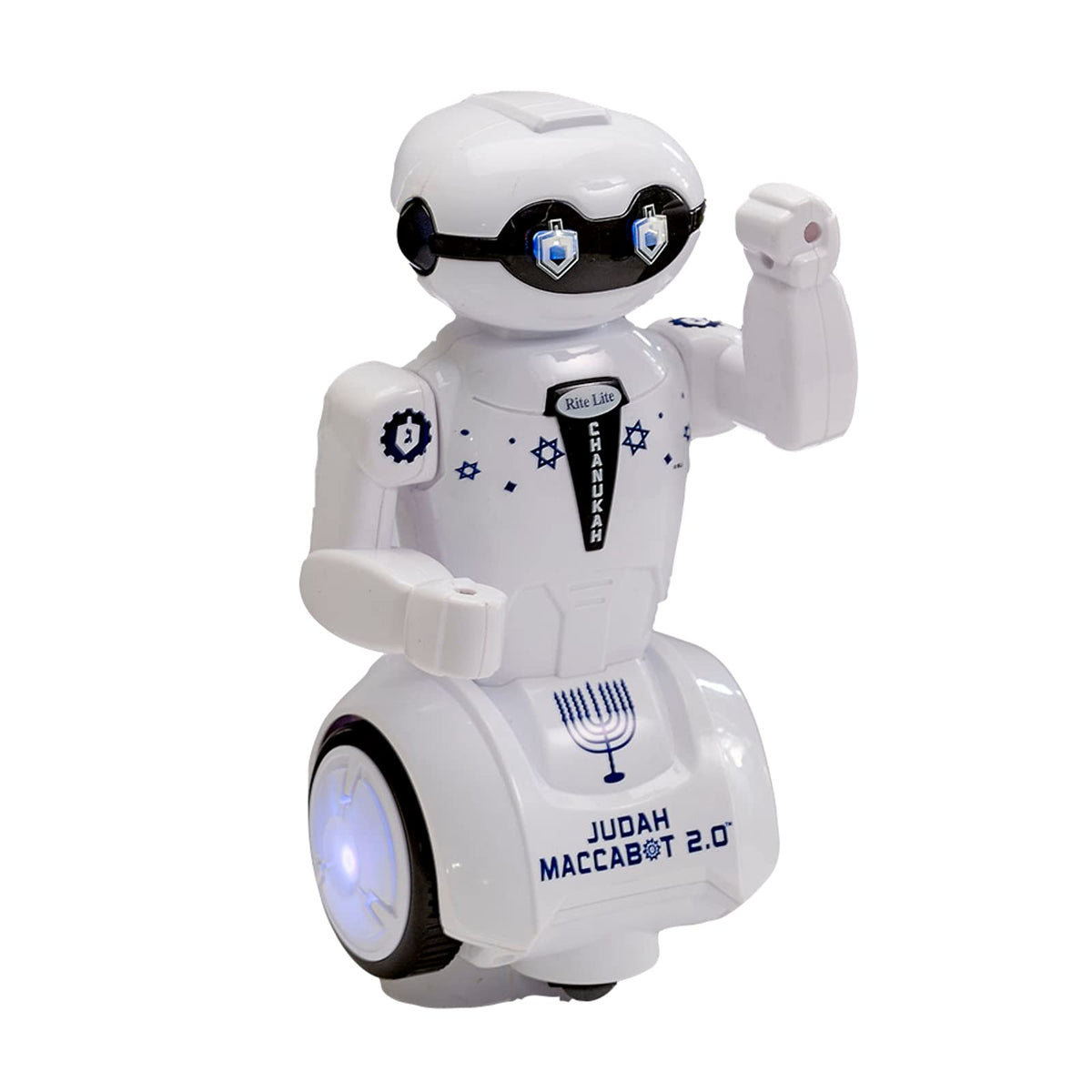 Rite Lite Maccabot 2.0 dancing robot enhances Chanukah fun with bright lights.