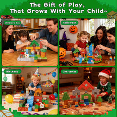 RiteHold wooden-house water-trees-road scene inspires storytelling and collaborative play.