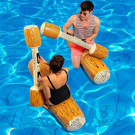 RITONS inflatable logs floating in a pool for cooling and social fun